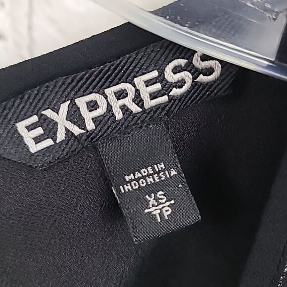 Express Black Cream Silver Color Block Metallic Open Back Sleeveless Work Blouse - Picture 4 of 11